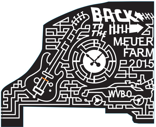 15_WI_Chilton, 2015, Wisconsin, Chilton, Back to the Future, Movie, WVBO, Meuer Farm, Guitar, Clock, Car, Time Machine, circle, Electic guitar, Arrow, drum