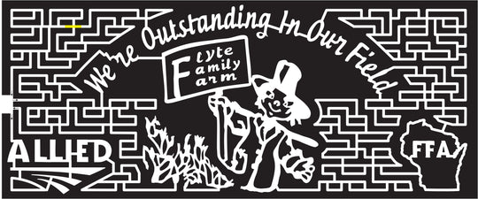15_WI_Coloma, 2015, Wisconsin, Coloma, Allied, Logo, State, FFA, Corn, pahts, We're Oustanding in Our Field, Flyte Family Farm, Sign, Scarecrow, FFA, State outline,