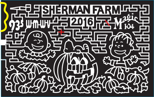 16_NH_Center Conway, 2016, New Hampshire, Center Conway, Sherman Farm, Charlie Brown, Pumpkin, Linus, Snoopy, Jack-O-Latern Pumpkin patch, Pumpkins, 93.5 logo, Radio logo, magic 104, Great Pumpkin