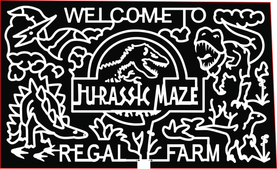18_NC_Statesville welcome to regal farm jurassic maze dinosaur t-rex stegosaurus
