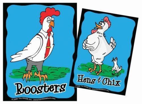 Rooster and Hen Restroom Signs